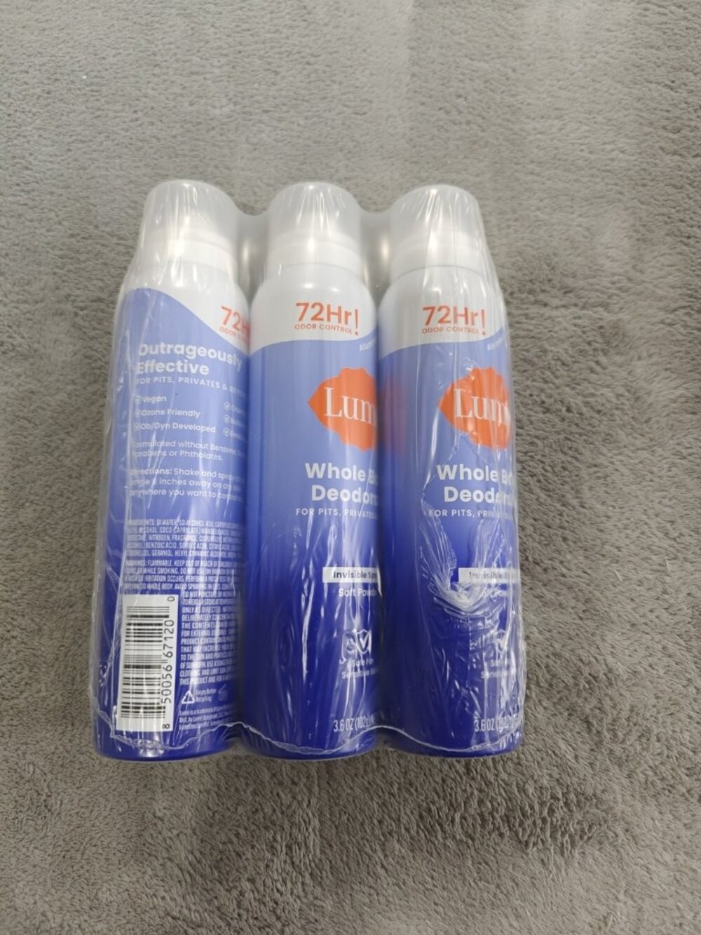 3 Pack Lume Whole Body Deodorant Invisible Spray for Women Aluminum Free 3.6 oz